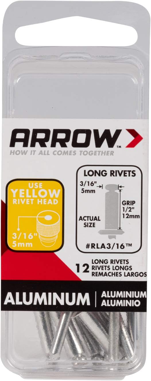 Arrow RLA316 Long Aluminum 316-Inch Rivets, 12-Pack
