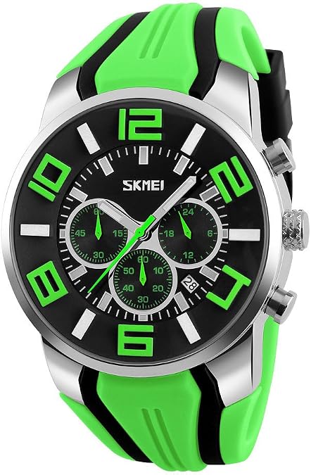 SKMEI 9128 Top Luxury Brand Quartz Watches Men Fashion Casual Wristwatches Waterproof Sport Watch Relogio Masculino (Green)