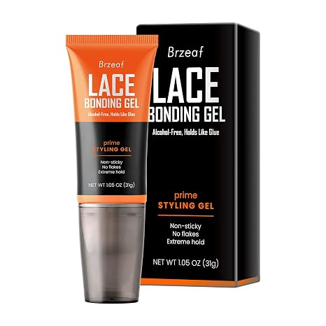 Brzeaf Lace Bonding Gel, Wig Glue, Glueless& Skin-Friendly Formula, Lace Glue for Wigs, New Brush Head Design, Temporary Daily for Hair for Women & Men