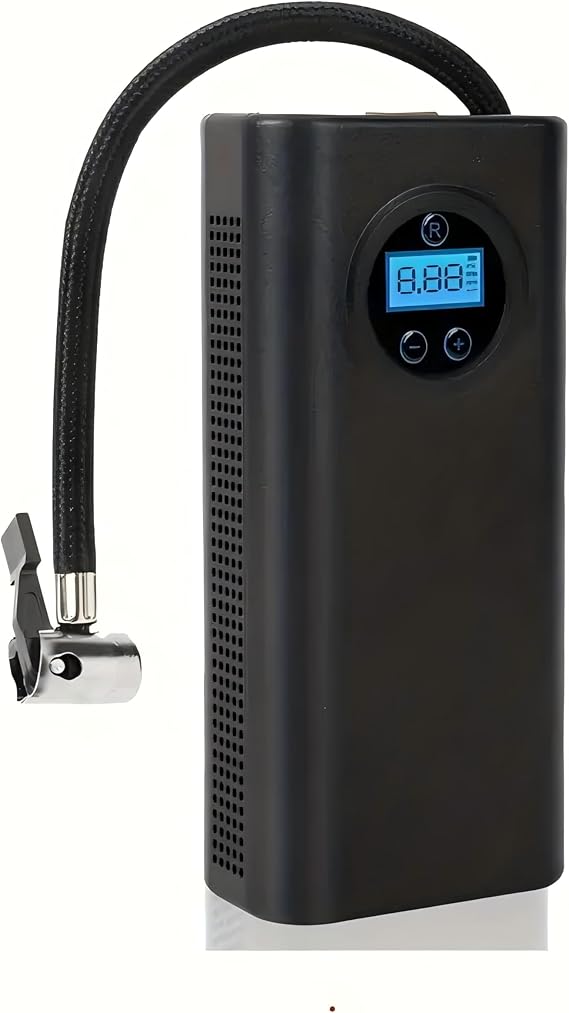 Portable Tire Inflator Air Compressor, Cordless Air Pump for Car Tires, Electric Bike Tire Pump for Motorcycle, Ball, Bicycle (Black)