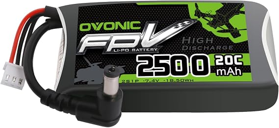 OVONIC 7.4V 20C 2500mAh 2S Lipo Battery with Fatshark Plug