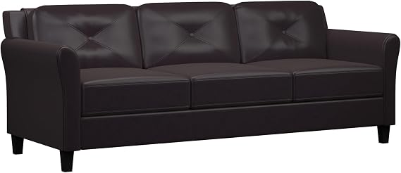 Studio Living Harrington 80.3" Sofa, Transitional Modern, Pocket Coil Comfort, Easy Assembly, Vegan Leather, Java