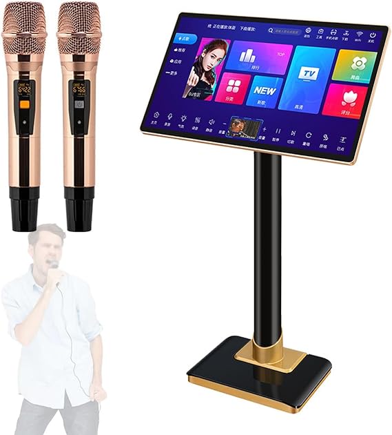 Professional Karaoke Machine, 8T Karaoke System Audio Set with Wireless Microphone and Speaker, 21.5 Inch Touch Screen, Smartphone App Operation,