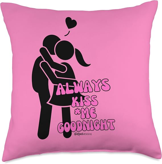 NicKnack Designs Always Kiss Me Goodnight x Throw Pillow, 18x18, Multicolor