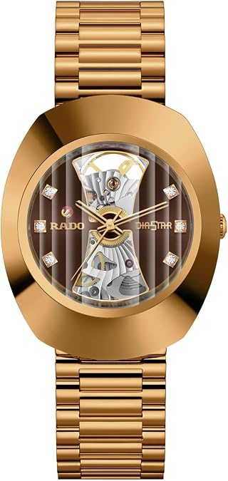 Rado - DiaStar Original - Unisex Automatic Swiss Watch - 35mm Oval Brown Dial - Rose Gold Stainless Steel Bracelet - R12065303
