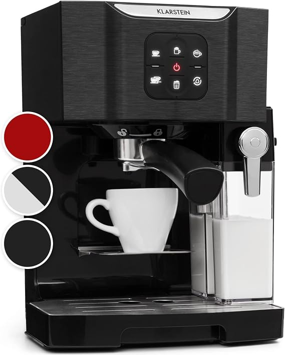 Klarstein 14 L Siebträgermaschine für 2 Tasse Kaffee Mini Espressomaschine mit Milchschäumer 20 Bar Siebträger Kaffeemaschine Klein Gute Espresso Kaffeemaschine Edelstahl-Espressomaschinen 1450 W