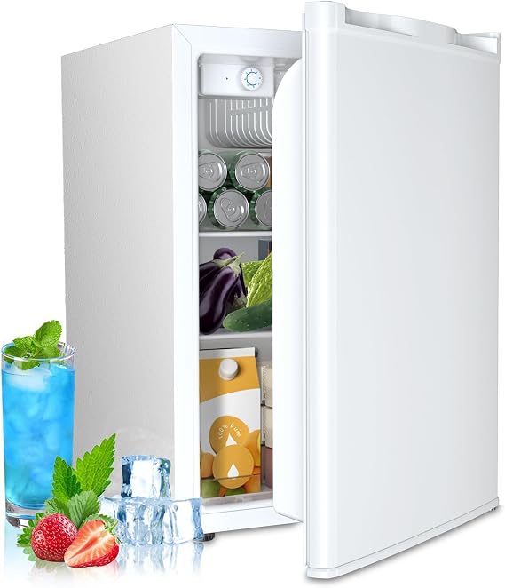 Electactic Compact Refrigerator 2.56 Cu.ft Mini Fridge with Freezer, Single Door Refrigerator with Adjustable Temperature Settings, Low noise, for Bedroom, Office, Dorm WHITE