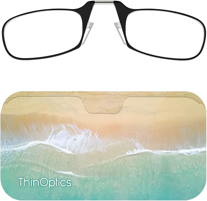 ThinOptics Universal Pod Case + Rectangular Reading Glasses, Surf & Sand, 48 mm + 2