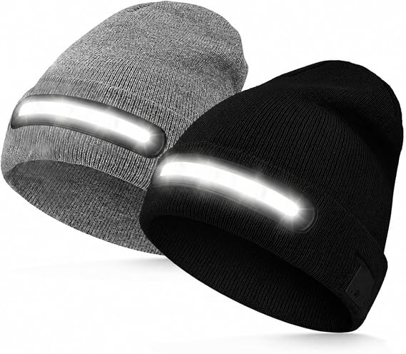 Unisex Beanie with LED Light, Winter Gifts for Men Dad Father Husband Him USB Rechargeable Caps