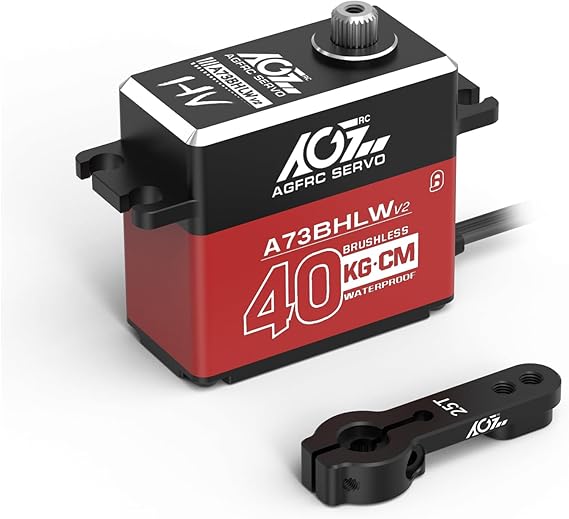 AGFRC 40 kg Waterproof Steering - Digital Servo High Torque - Programmable Metal Gear Brushless Servo for 1/10 RC Model Control Angle 180° (A73BHLW)