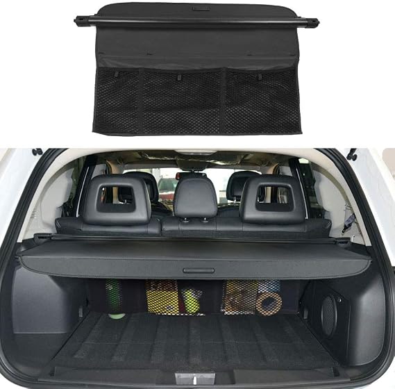 Cargo Cover for Jeep Compass Patriot Accessories 2007-2016 Rear Trunk Retractable Security Shade Cover With Mesh Organizer