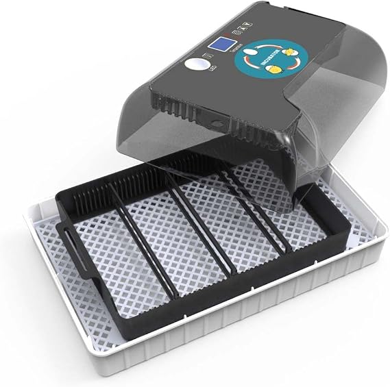 Fully Automatic Egg Incubator 12 Eggs, Auto Turn & Temperature Control, LED Candling, with Universal Egg Tray for Chicken Duck Quail Bird Eggs