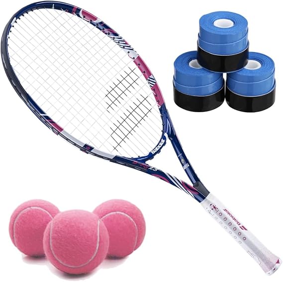 Babolat B'Fly Tennis Racquet Bundled with 3 Overgrips and 3 Pink Tennis Balls