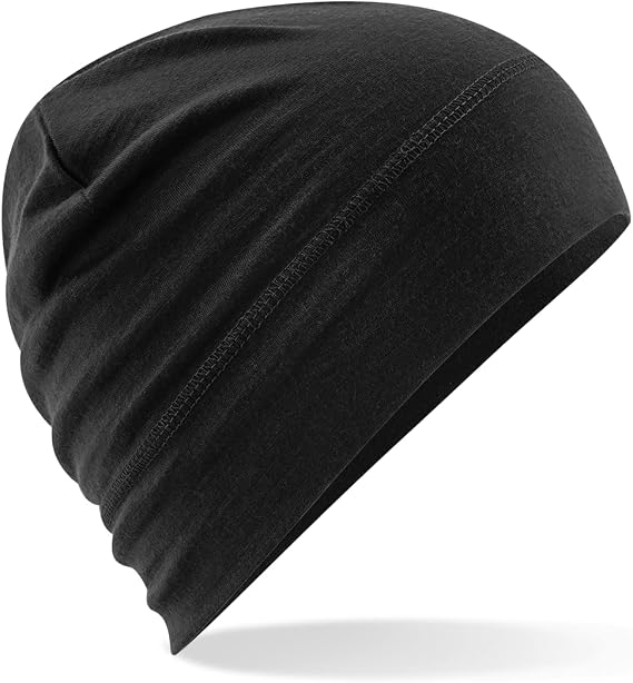 Beechfield Merino Wool Beanie (One Size) (Black)