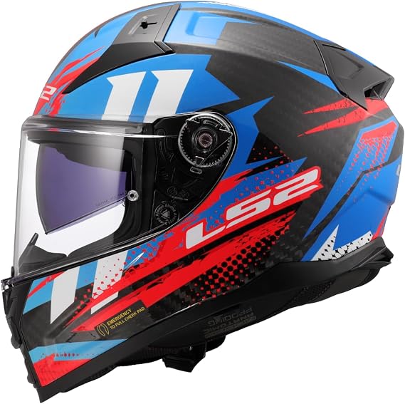 LS2 Unisex Vector Ii Carbon Tantic Red Blue Integraler Motorradhelm