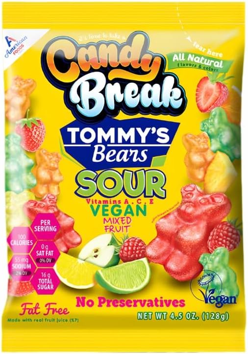 Candy Break Tommy's Bear Sour Tatlı-Ekşi Vegan Jelibon 128 gr