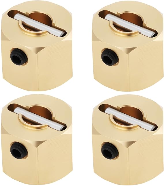 4Pcs 12mm Wheel Drive Hex Hub Adapter Brass Compatible with Axial SCX10 90046 RR10 RGT 86100 MST GEN 8 1/10 RC Crawler Car, 10mm