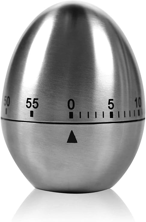 YIQI Kitchen Timer Egg Timer Stainless Steel Silver 55 Minutes Kitchen Alarm Clock