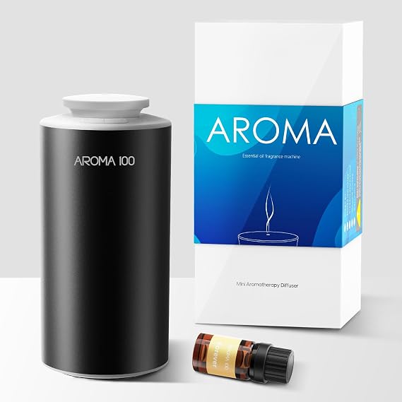 waterless Diffuser,Scent Aroma Fragrance Air Machine, Rechargeable Essential Oil Diffuser,car Diffuser air freshener,500sq.ft Coverage,Aromatherapy Diffuser for Rooms and Hotels (Black)