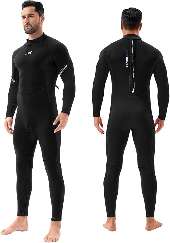 Wetsuits for Men, 3mm Neoprene Back Zip Full Body Wetsuit | Diving Suits Keep Warm in Cold Water for Water Sports Diving Snorkeling Swimming Surfing