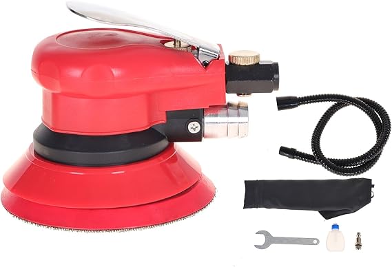 5" Air Random Orbital Sander, Professional Self-Vacuuming Pneumatic Palm Sander with Dust Collection Hose & Bag, 12000 RPM Dual Action Sander for Auto Body Work, Woodworking, Metal Finishing