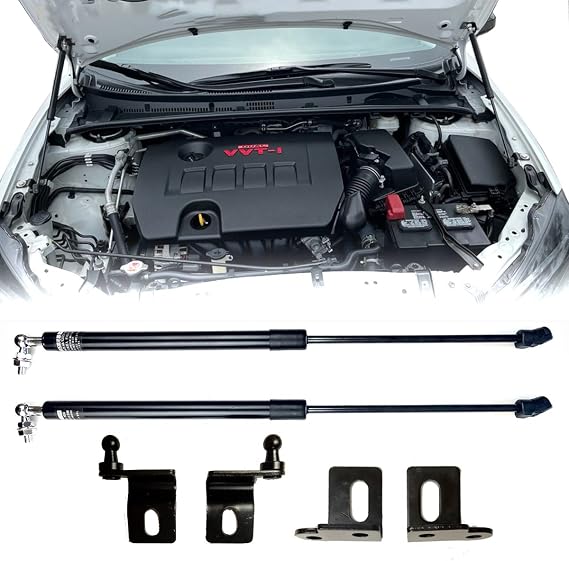 2Pcs Front Bonnet Hydraulic Hood Gas Charged Shock Assist Accessories Spring Prop Rod Lift Arm Struts Bar Support Kits Fit for Toyota Corolla 2009 2010 2011 2012 2013 2014 2015 2016 2017 2018