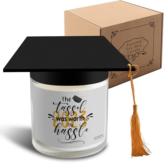 Graduation Gifts for Her Him - Masters Degree College High School Graduation Gifts 2023 - The Tassel was Worth The Hassle Soy Wax Scented Candle