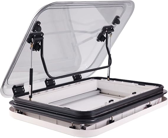 Large Caravan RV Skylight Roof Vent Hatch,700*500mm Cut Out Camper Roof Window Top Vent Kit with LED Light for Caravan, Cargo Trailer,Motorhome (700*500mm)