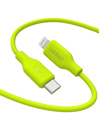 USB C to Lightning Cable 6FT, Silicone, Apple MFi Certified iPhone Charger Fast Charging Cable, Charger Cord Type C to Lightning Cable for iPhone 14131211XR iPad AirMiniPro, Lime Green