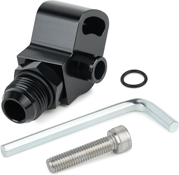 1JZ 2JZ Power Steering Pump Suction Port Swivel Offset Fitting 10AN Male Adapter 1JZ/2JZ Hose Relocation Aluminum Black