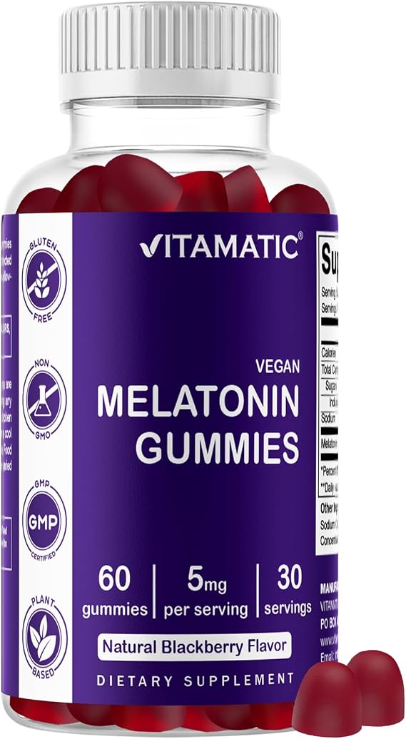 Vitamatic Vegan Melatonin Gummies 5 mg Per Serving, 60 Gummies