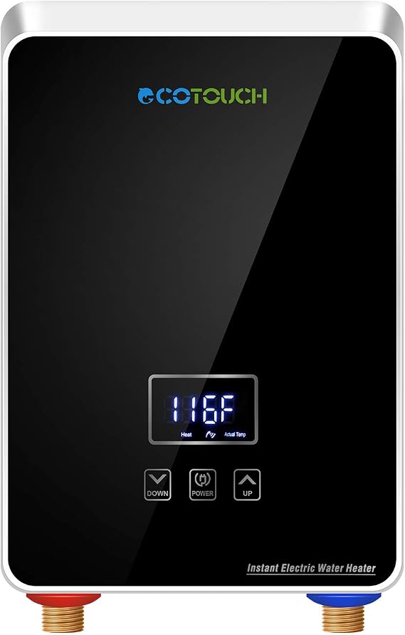 ECOTOUCH Tankless Water Heater 5.5kW 240V, Point of Use Instant Hot Water Heater with Self-Modulation for Sink Faucet, Digital Display, Energy Efficient, Multiple Safety Protections