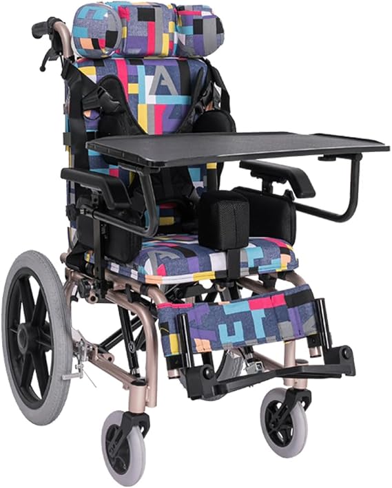 Cerebral Palsy Children's Wheelchair, Aluminum Alloy Frame Transport Wheel Chairs,Foldable Semi-Reclining Wheelchair,Auxiliary Nursing and Transportation Tool,for Young People,B