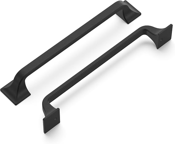 Hickory Hardware 1 Pack Solid Core Kitchen Cabinet Pulls, Luxury Cabinet Handles, Hardware for Doors & Dresser Drawers, 6-5/16 Inch (160mm) Hole Center, Black Iron, Forge Collection