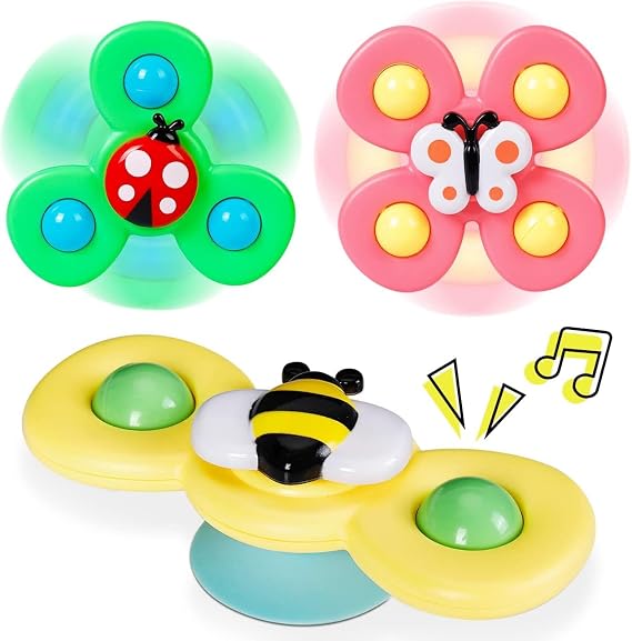 Toys Suction Spinners for Babies,Spinners for Baby Spinnertoy 0-6 Months,Bath Toy for 1-3 Year Old Boys Girls Birthday Gifts Age 1 2 3 Boys Girls Travel Plane Toy 1 2 3 BabyToy 0-6-12 Months