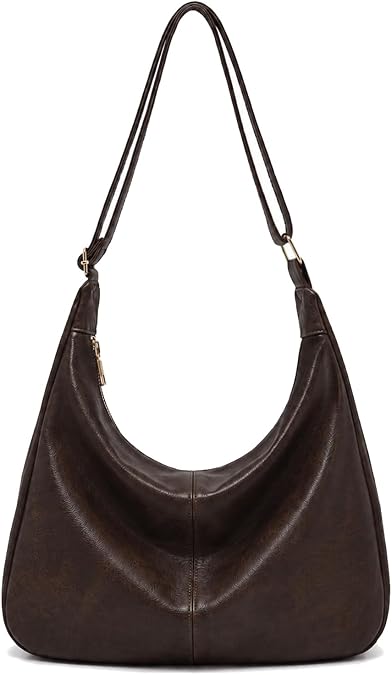 Vegan Leather Hobo Bags for Women Soft Slouchy Shoulder Handbag Zipper Work Tote Travel Purses