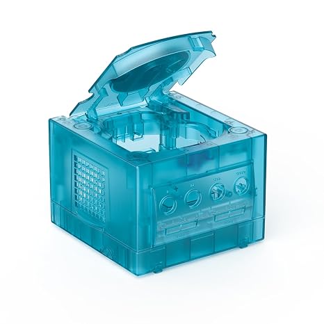 BITFUNX NGC Replacement Shell Upgraded (Ice Blue) | Transparent Case Protective Housing for Gamecube DOL-001/ DOL101 Console , Kickstand Cutouts, Scratch & Drop Resistant