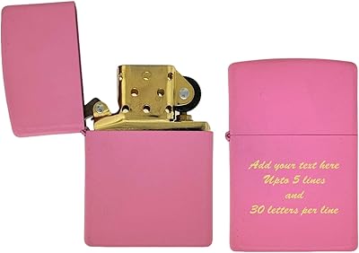 Personalized ZIPPO Classic Windproof Oil Lighter with Gold Inserts Engraving - Christmas, Groomsman, Halloween & Valentines Day Gift Pink