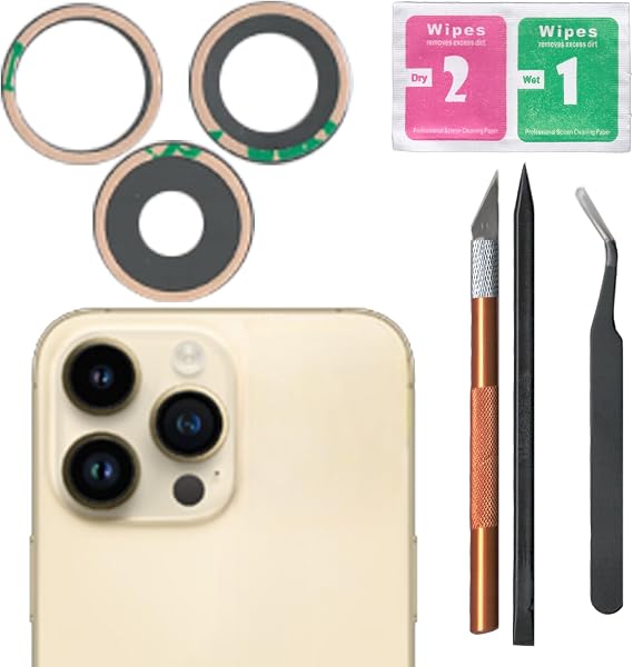 14 Pro Max Back Camera Lens Glass Replacement for iPhone 14 Pro Max, Rear Lens Glass Replacement Reparing Toolkit with Pre-Installed Adhesive