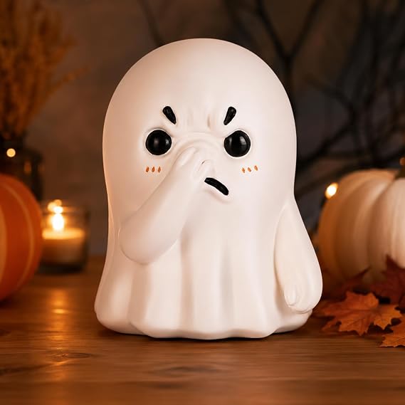 Holding Nose Ghost Statue, Funny Halloween Bathroom Decor