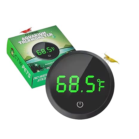 CTWPets Digital Fish Tank Thermometer, LED Display, 0.9F Accuracy, for Aquarium, Fish, Axolotl, Turtle