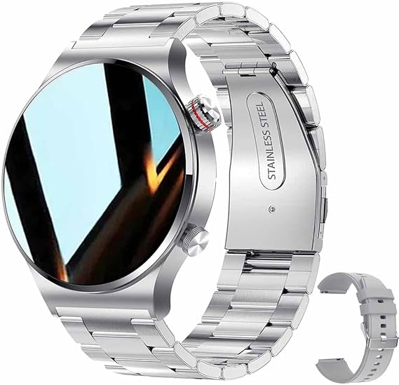Bluetooth Calls Smart Watch Men Women Heart Rate Sleep Monitor Steps IP67 Waterproof Sport Fitness Tracker 1.3''Touch Screen Fasion Black Stainless Steel Smart Watches for Android iOS