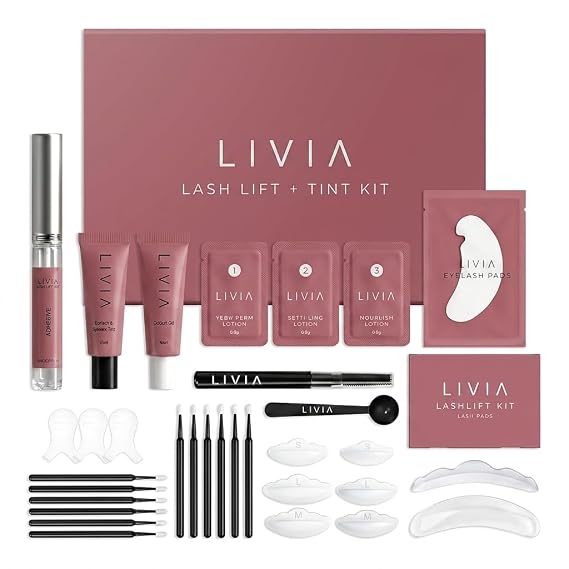 Korean Lash Lift Kit + Color Kit by Livia - Perfectly Curled and Darker Lashes for 8 Weeks from Home, Faster Alternative to Lash Serums, Complete DIY Perm Kit
