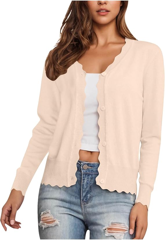 Cardigan Sweaters for Women Lightweight Trendy Cropped Cardigans Open Front Cotton Knit Button Up Thin Sweater