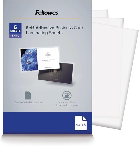 Fellowes Self-Adhesive Laminating Pouches, Business Card, 5 Mil, 5pk