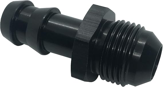 6AN Flare to 1/4 Hose Barb Fuel Line Fitting Adapter Aluminum 6 AN Male to 1/4" Push-on Barbed Pipe Connector Black