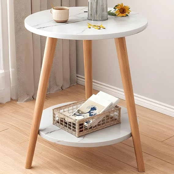 Modern 3 Legs Cocktail Table Modern Round Coffee Table Small Coffee Table Small Round Table Sofa Balcony Economical Small Table Marble Shelves Included 18.9" L x 18.9" W x 28.3" H