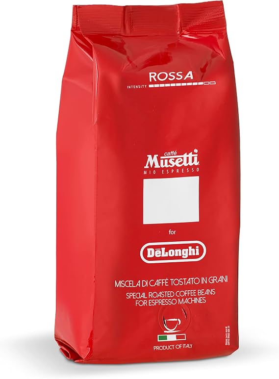 Musetti for De'Longhi Coffee Beans Rosso MB250-RO Musetti Whole Bean 250g Arabica 60% Robusta 40% Espresso Cappuccino Cafe Latte Made in Italy