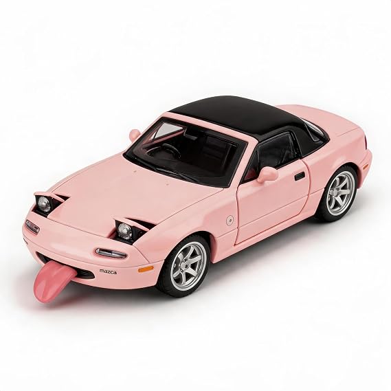TGRCM-CZ Pull Back Sports Car with Lighting & Sound, Mazda Miata MX5 Toy Car 1/32 Diecast Model Cars, Car Toys for Kids Age 4-7, Miata Gift for Boys Girls Pink