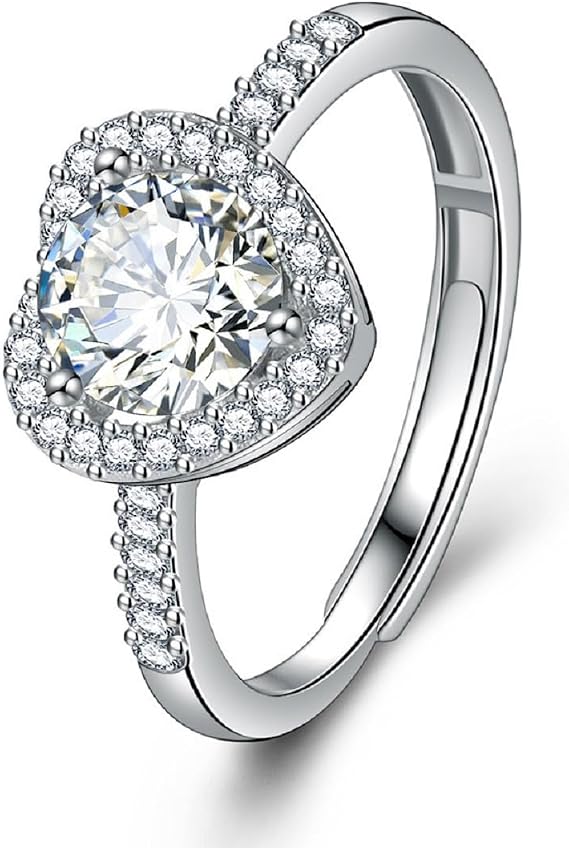 Silver Rings for Women Adjustable Women's Rings White Square Cubic Zirconia Birthstone Thumb Ring Wedding Rings Engagement Rings Gift for Women
